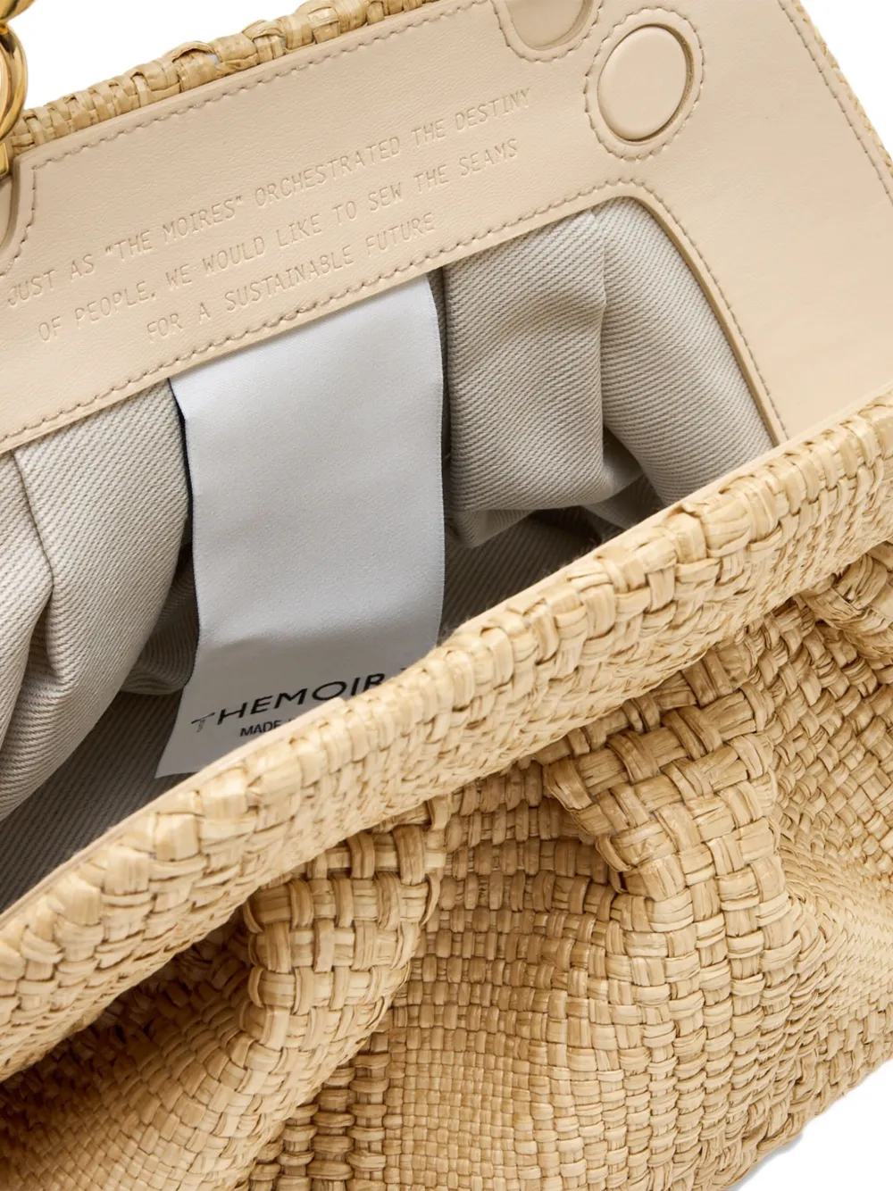 Themoirè Tia geplooide geweven schoudertas Beige