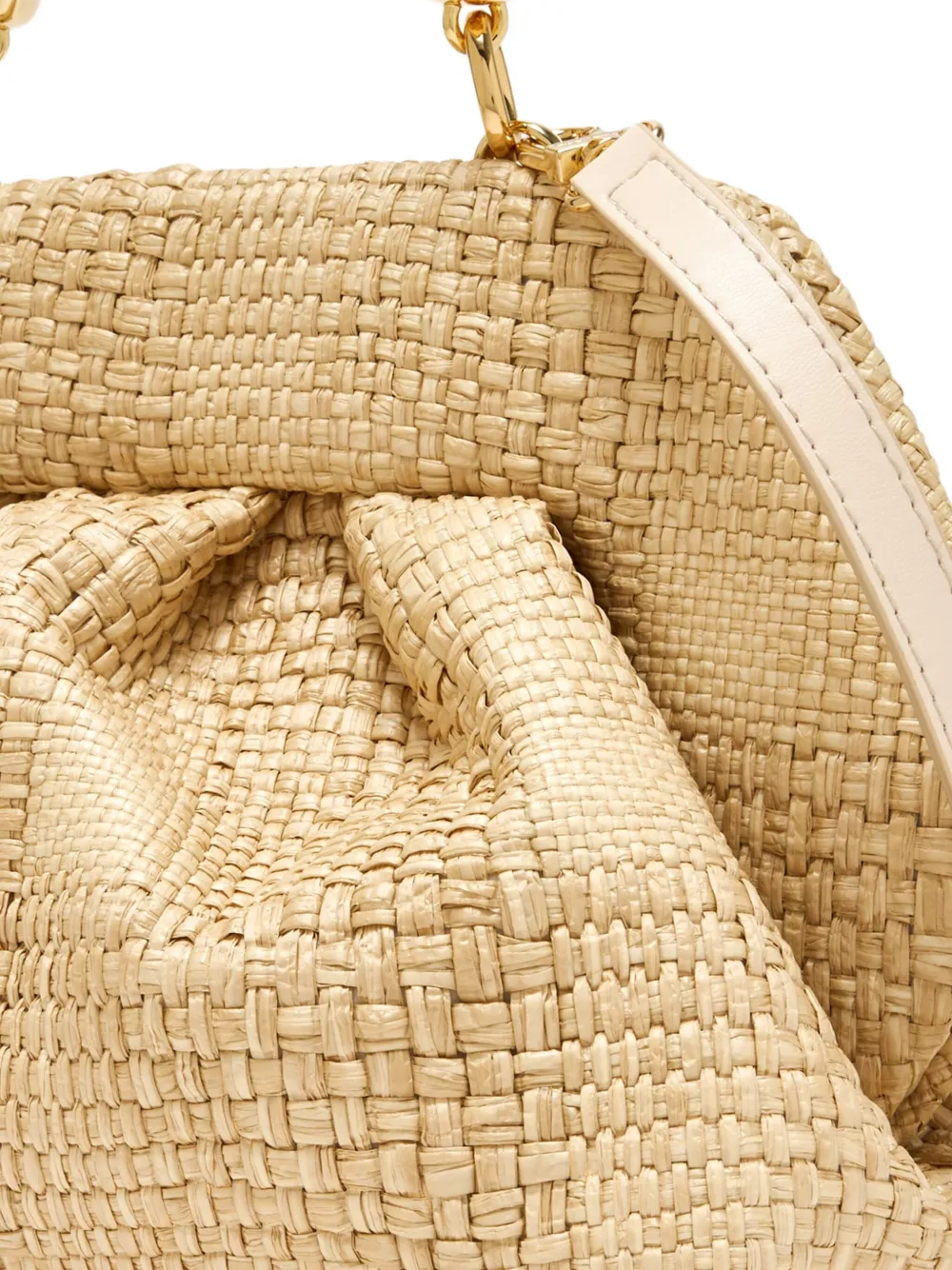 Themoirè Tia geplooide geweven schoudertas Beige