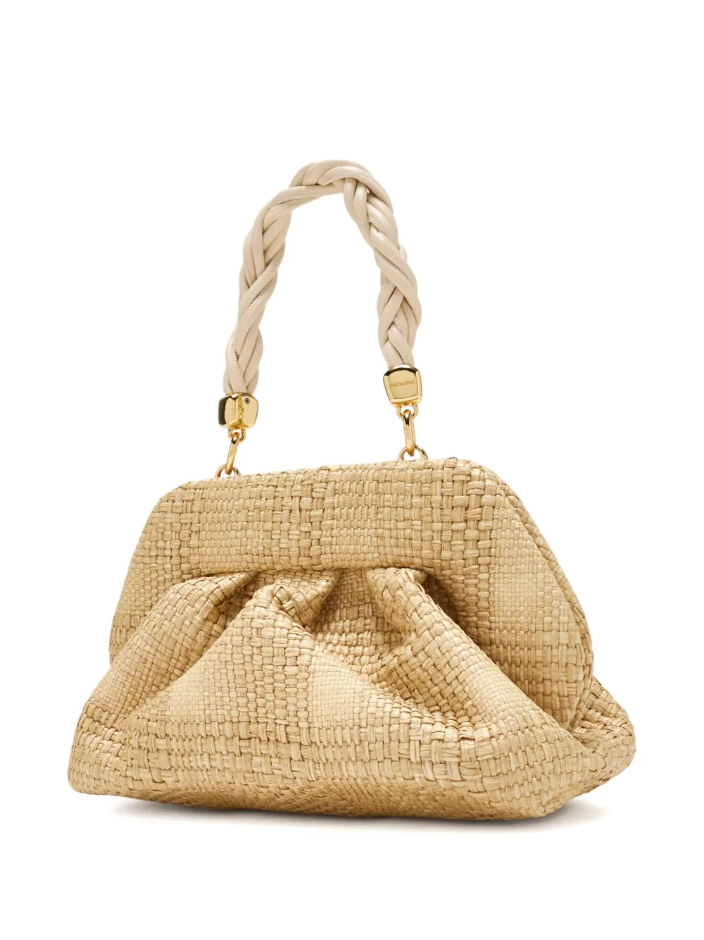 Themoirè Tia woven pleated shoulder bag - Beige
