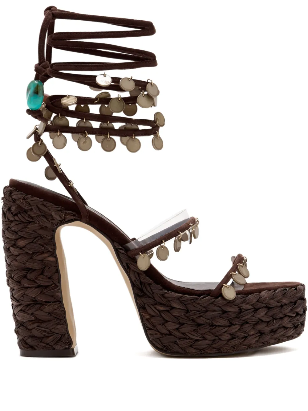 NAKED WOLFE 130mm embellished heeled sandals Brown