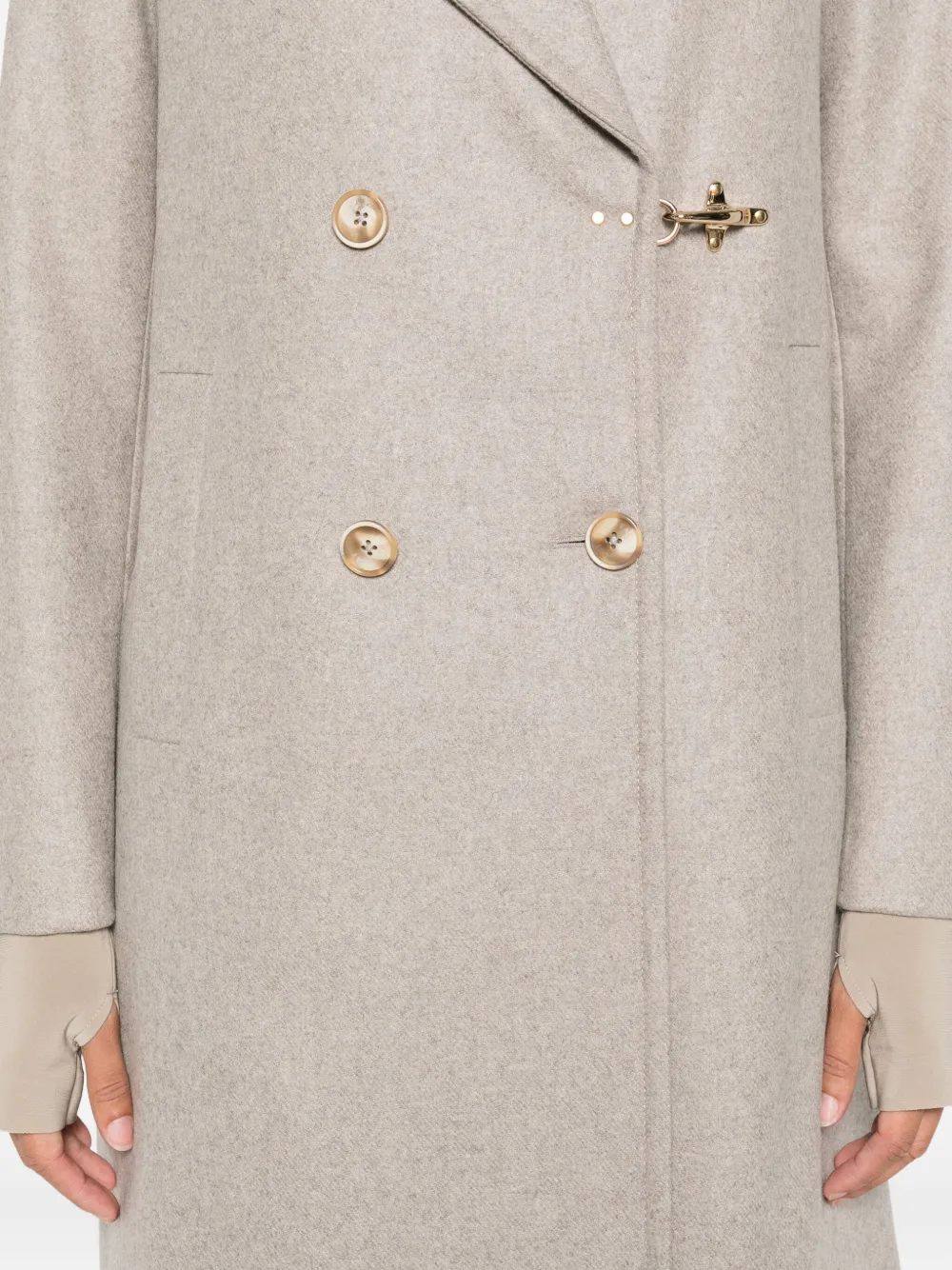 Fay double-breasted clasp coat Beige