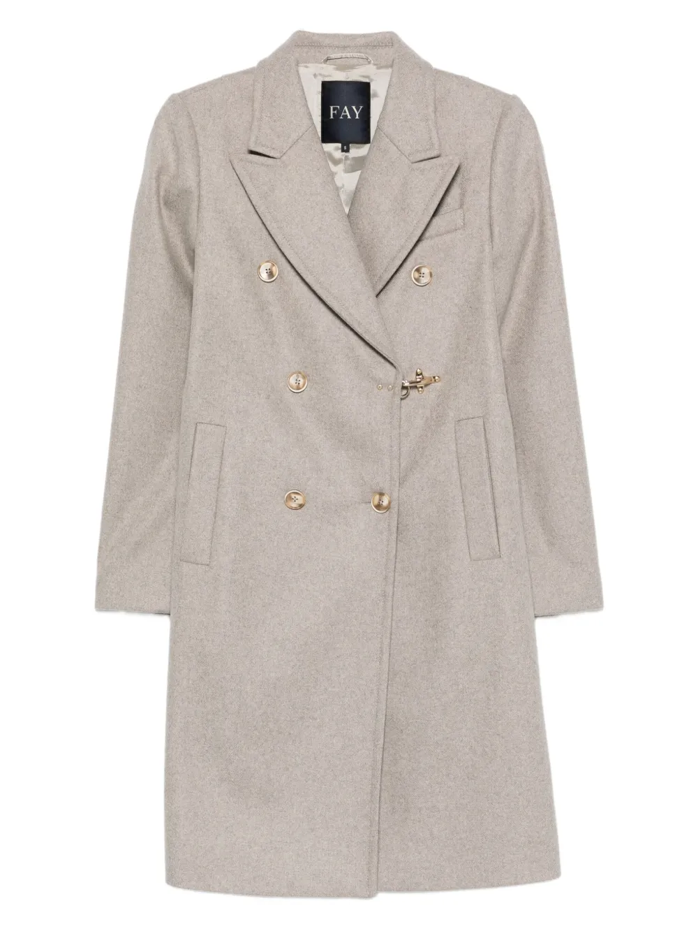 Fay double-breasted clasp coat Beige