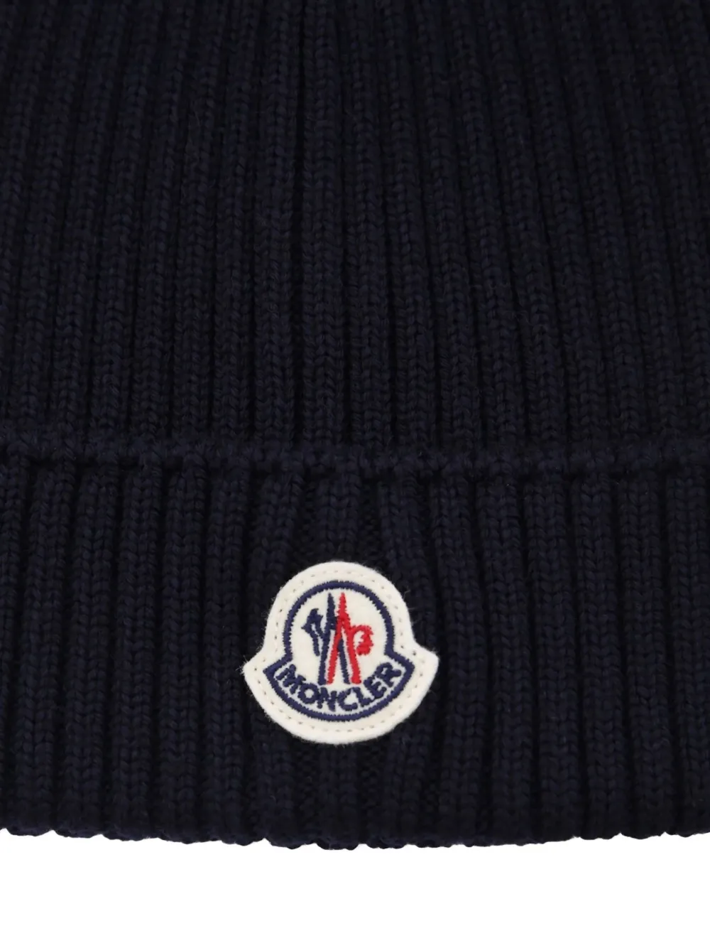 Moncler Enfant ribbed logo beanie 742 NAVY BLUE