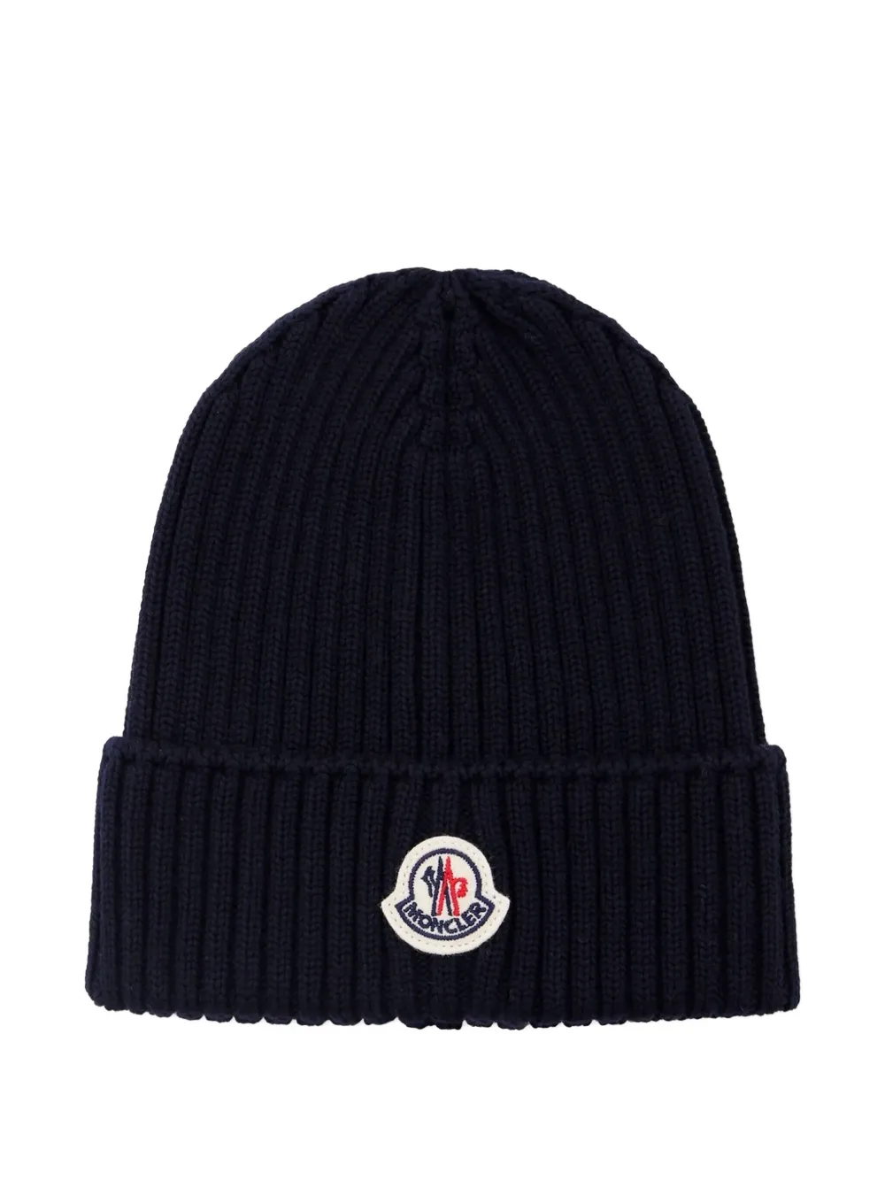 Moncler Enfant ribbed logo beanie 742 NAVY BLUE