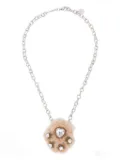 YVMIN heart-shaped crystal embellished necklace - Silver