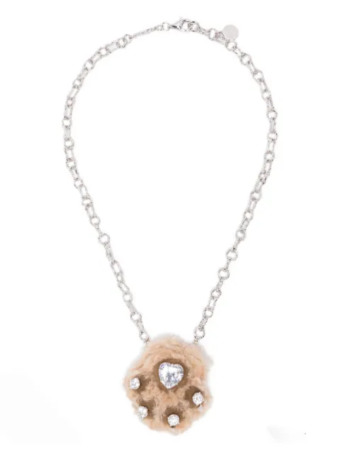 YVMIN heart-shaped crystal embellished necklace