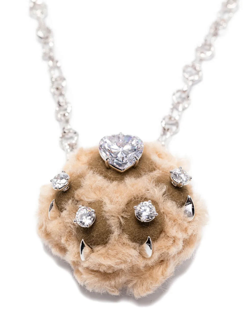Yvmin Heart-shaped Crystal Embellished Necklace In Metallic