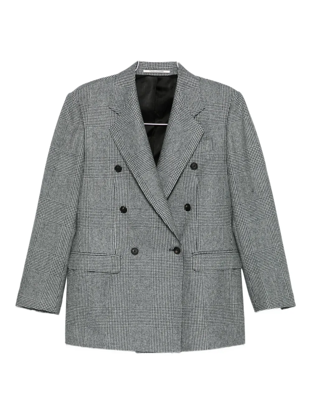 Tagliatore Double-breasted Checked Jacket In Gray