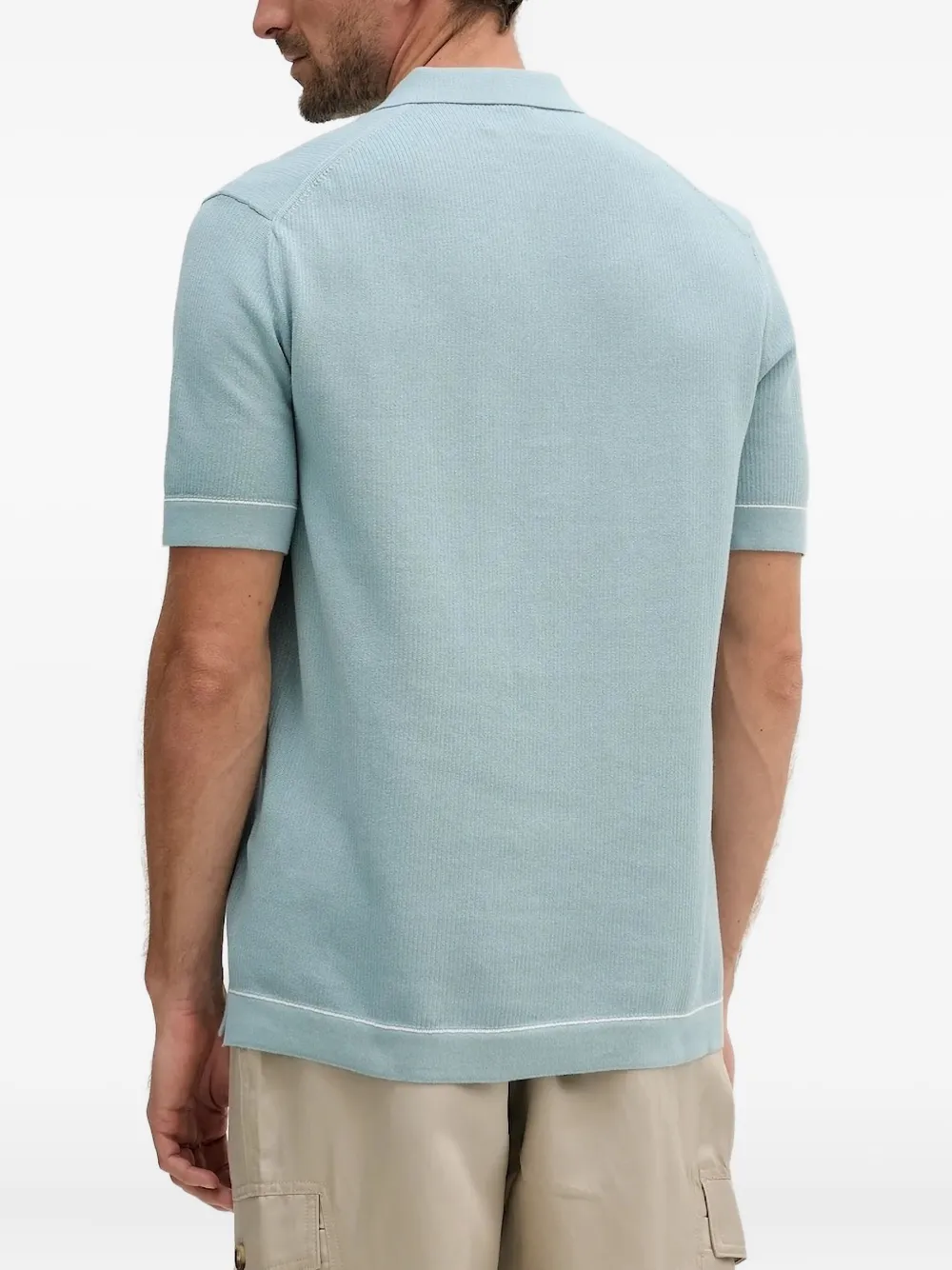Hackett Ribgebreid poloshirt - Blauw