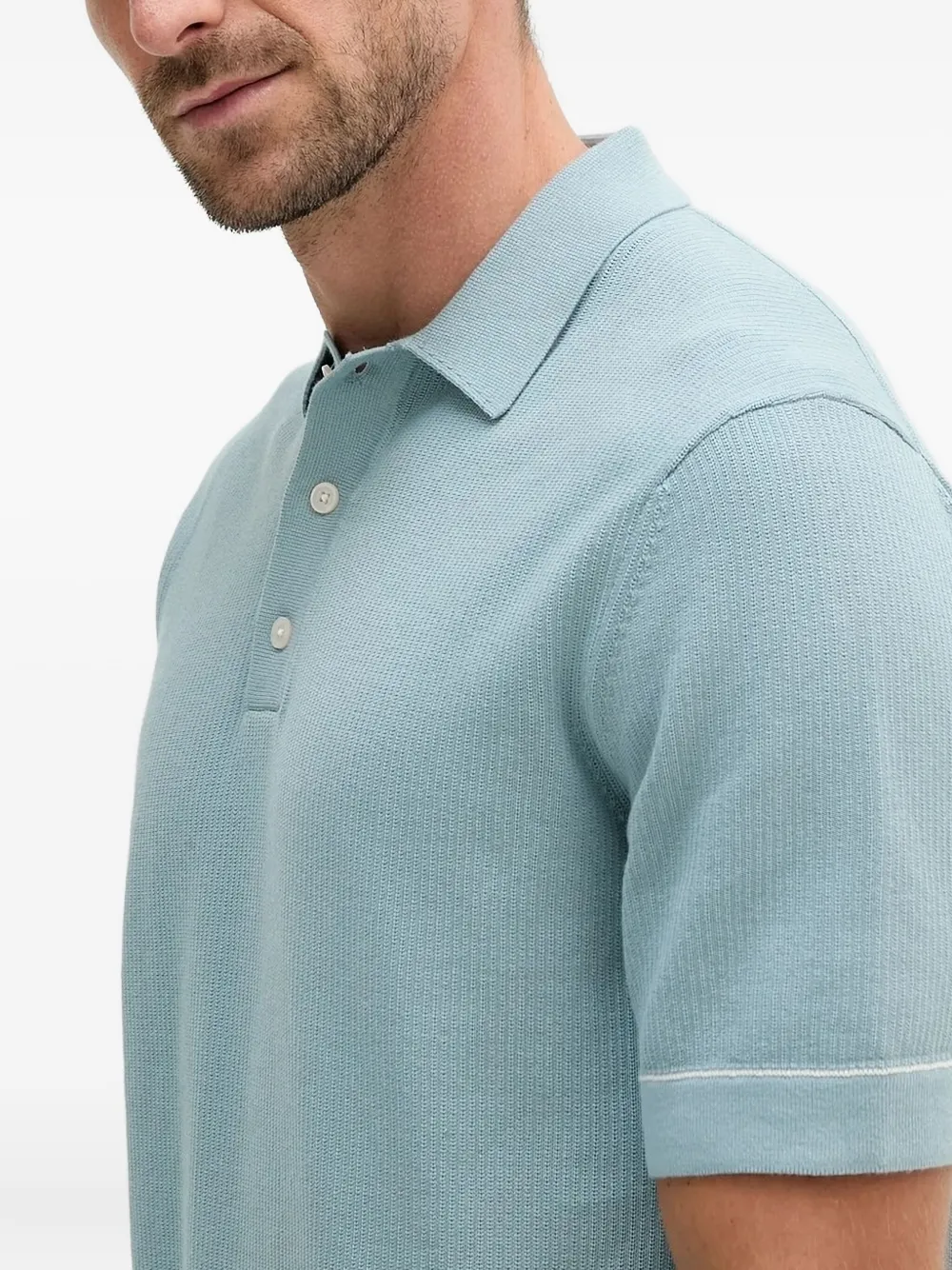 Hackett ribbed-knit polo shirt Blauw