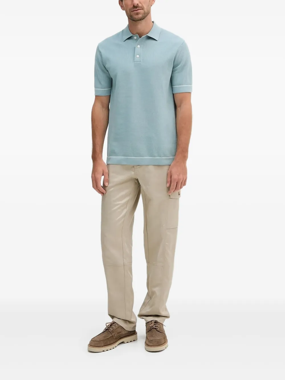 Hackett ribbed-knit polo shirt | Blue | Image 1