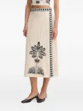 Hoss Intropia embroidered-tree midi skirt - Neutrals