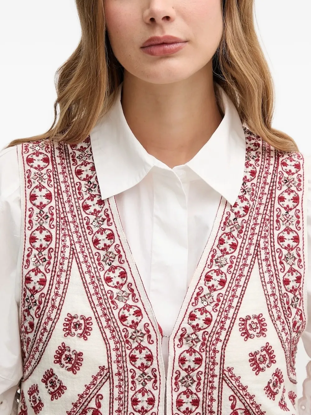 Hoss Intropia Geraldine Embroidery-embellishment Vest In Red