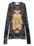 Jean Paul Gaultier baroque-print mesh T-shirt - Black