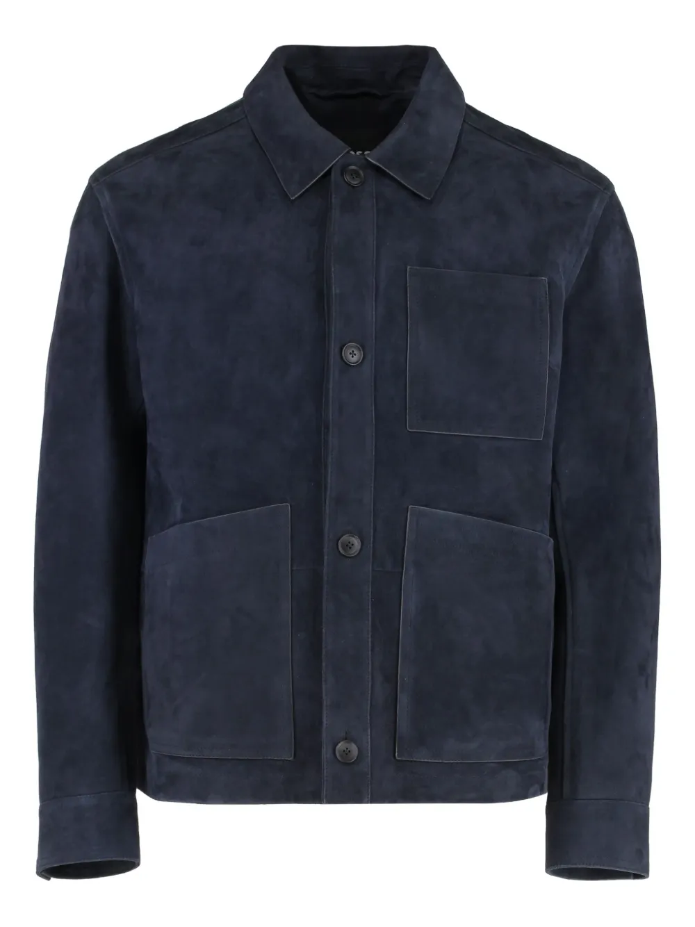 BOSS Markuedo patch-pocket suede jacket - Blu