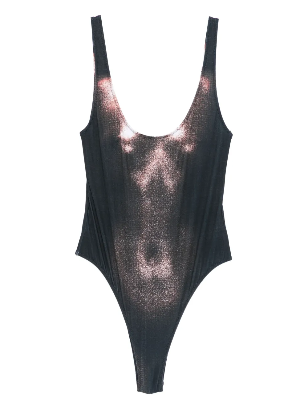 Jean Paul Gaultier body-print swimsuit Zwart