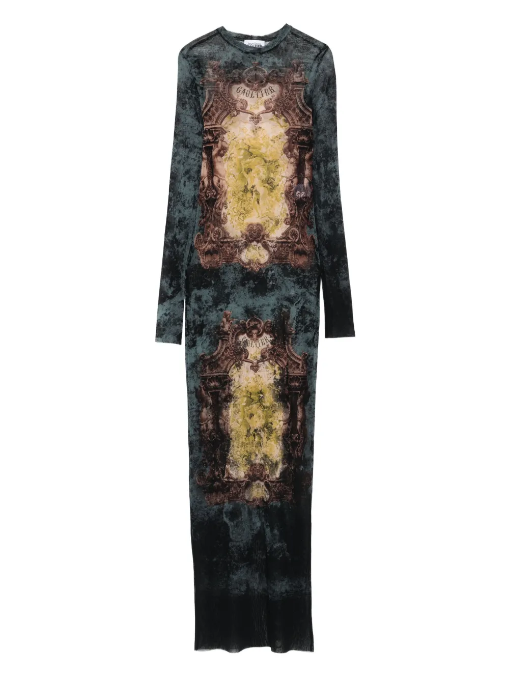 Jean Paul Gaultier baroque-print long-sleeved maxi dress | Black | Image 1