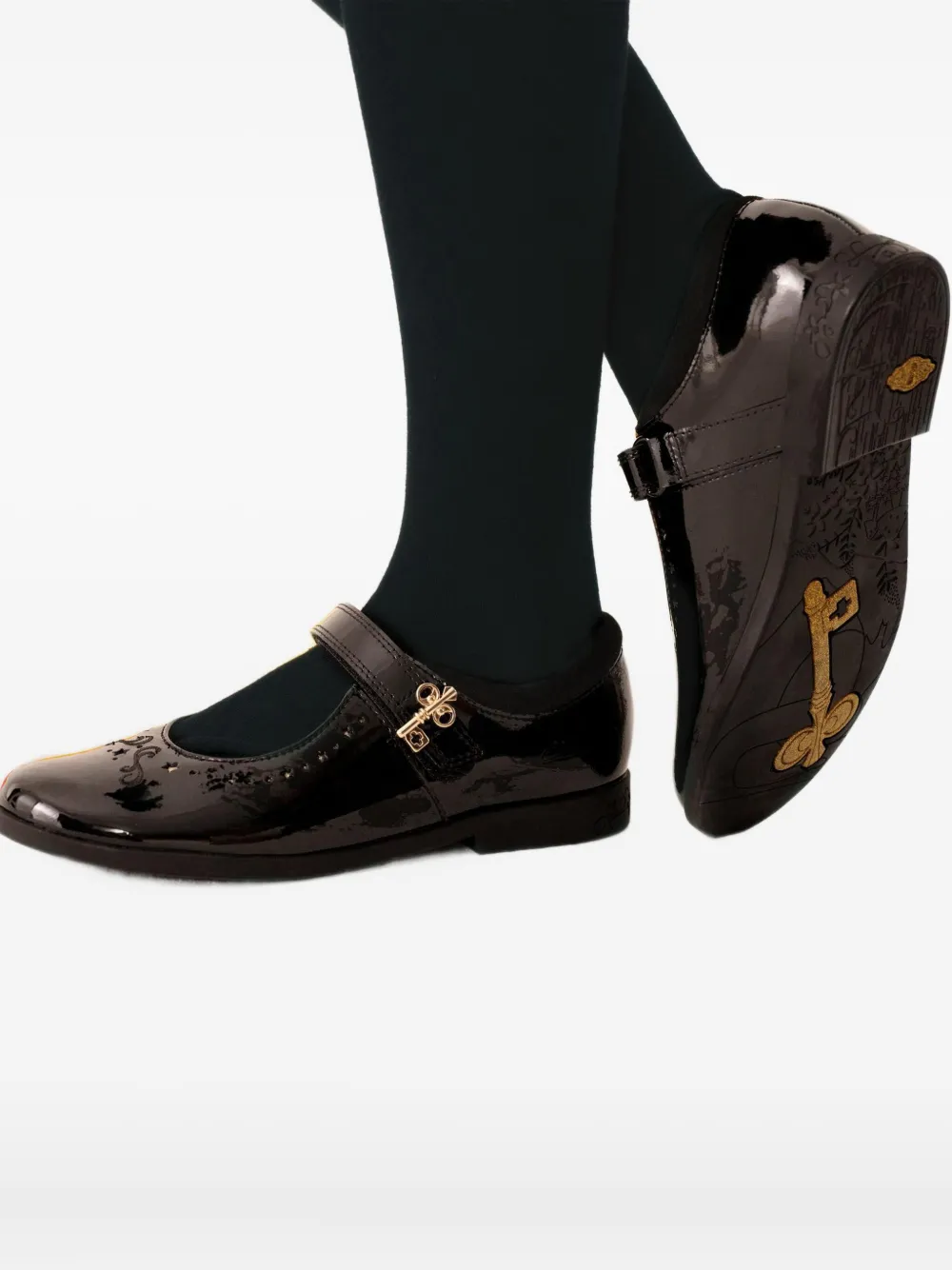 Clarks Kids leather ballet flats Black