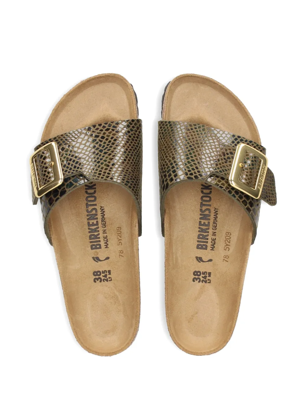 Birkenstock snakeskin buckle sandals Green