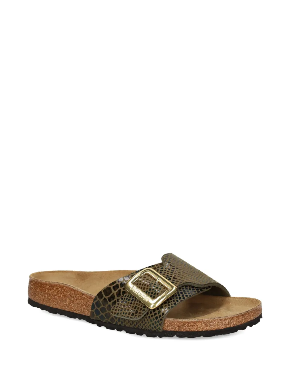 Birkenstock snakeskin buckle sandals Green