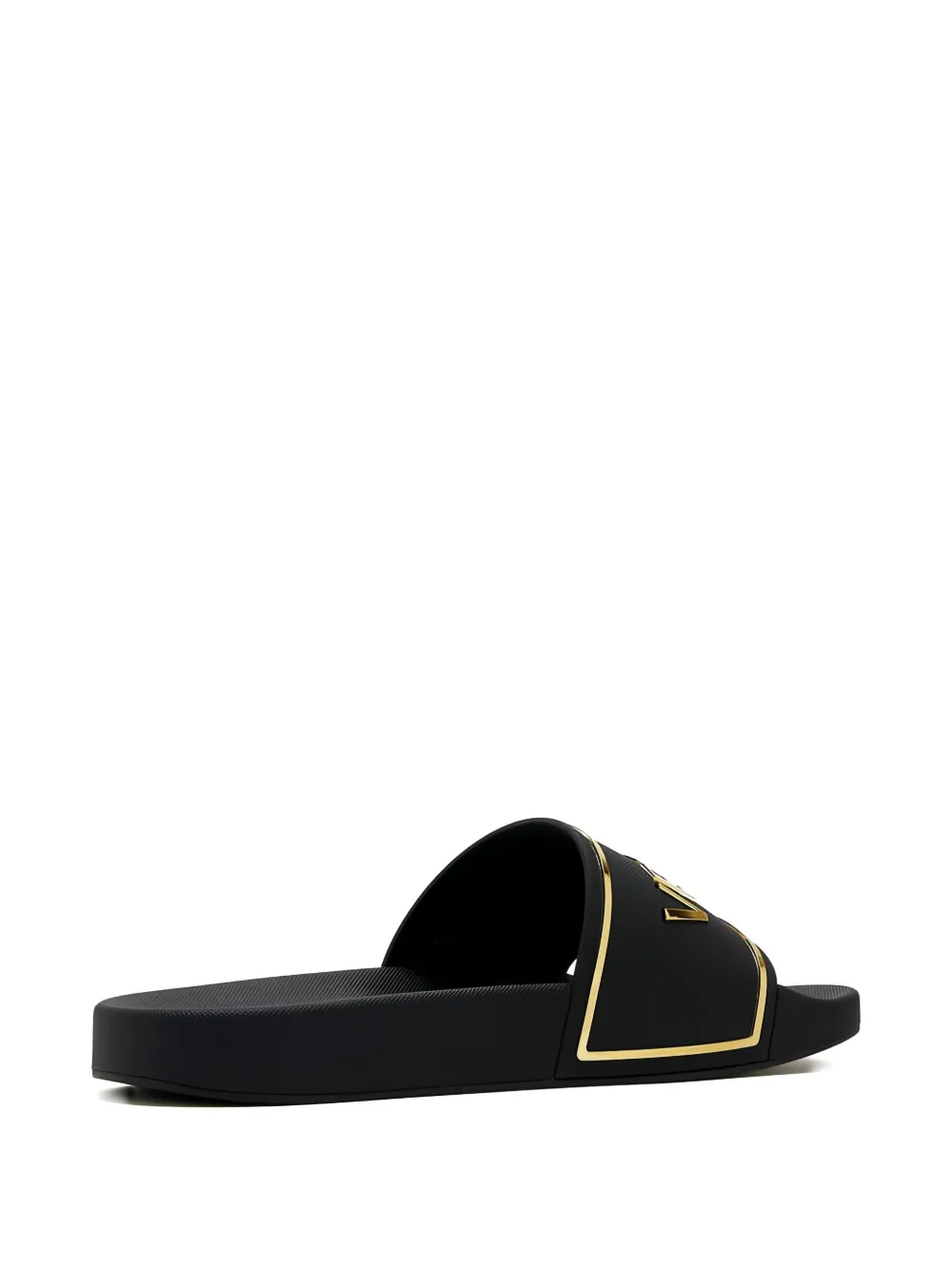 Versace Slippers met logoplakkaat Zwart