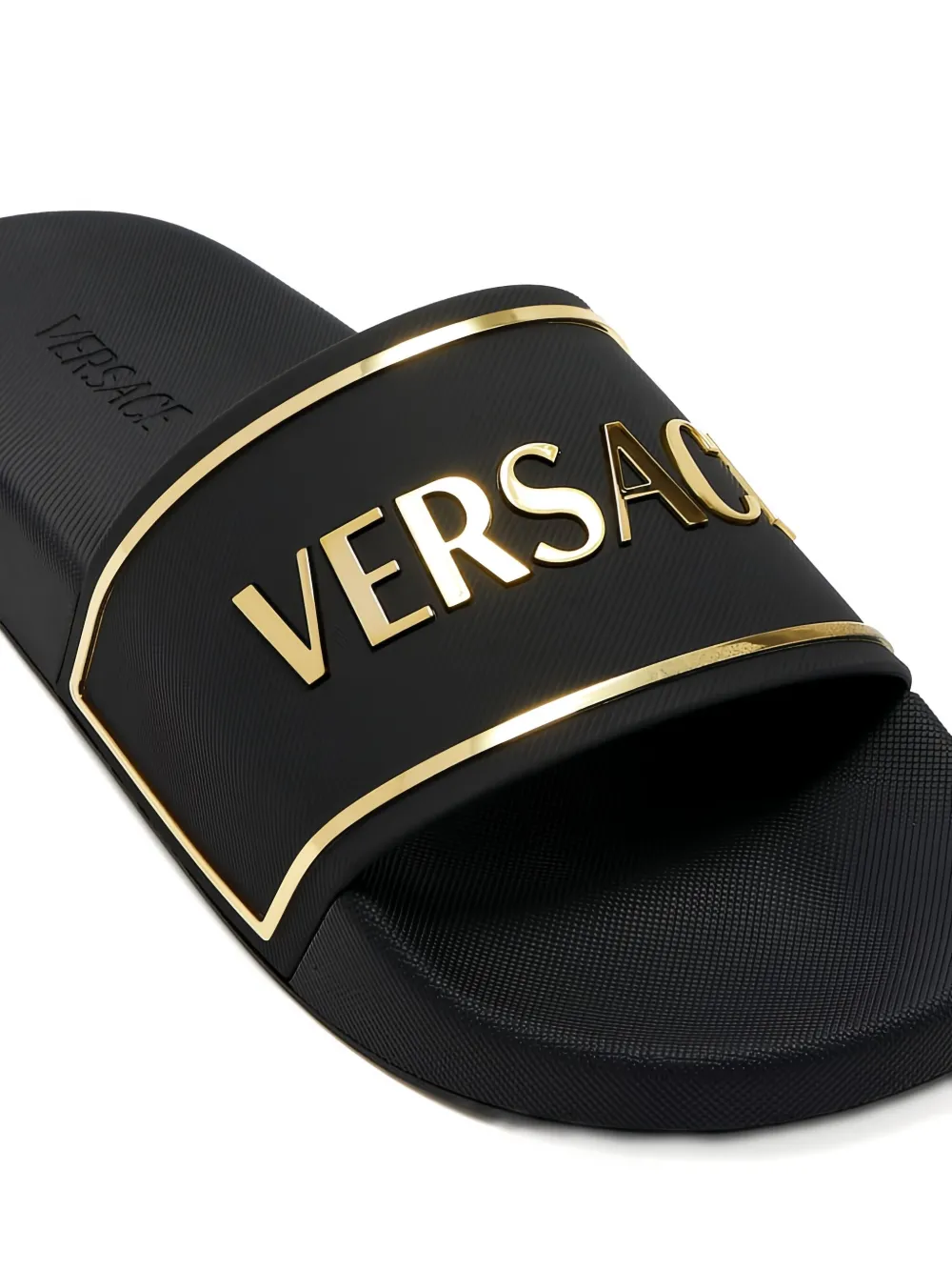 Versace Slippers met logoplakkaat Zwart
