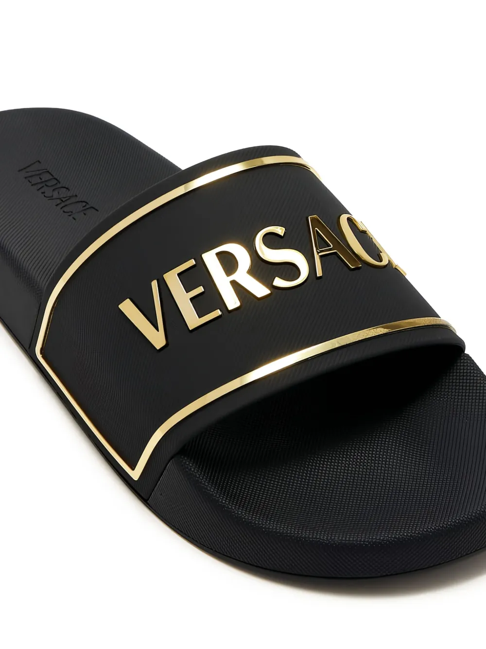 Versace Slippers met logoplakkaat Zwart