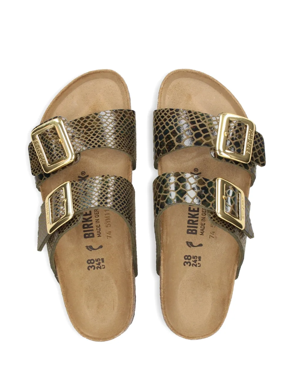 Birkenstock snakeskin buckle sandals Brown