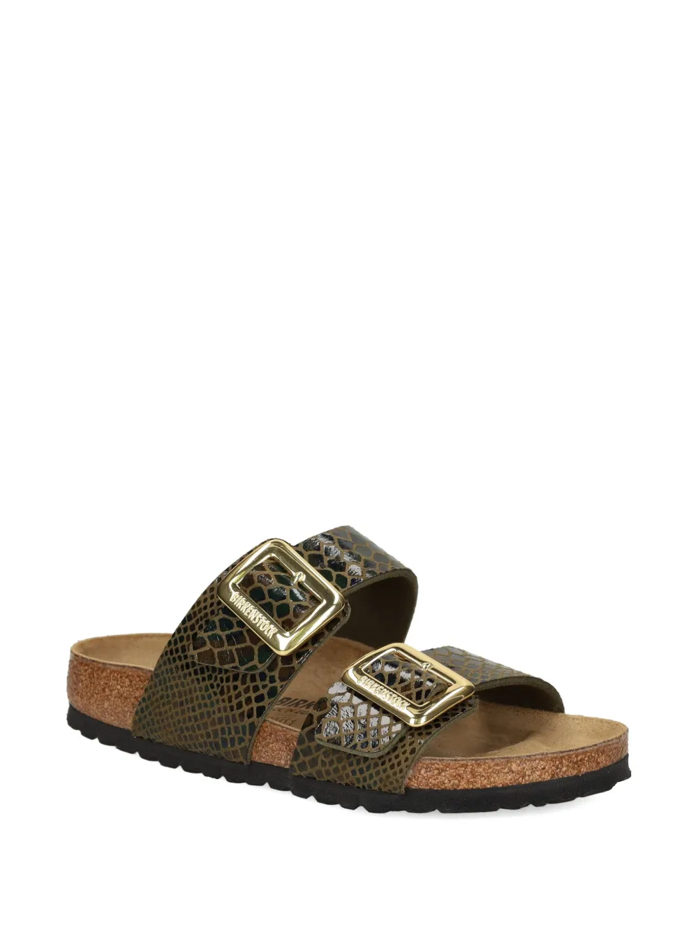 Birkenstock snakeskin buckle sandals Brown