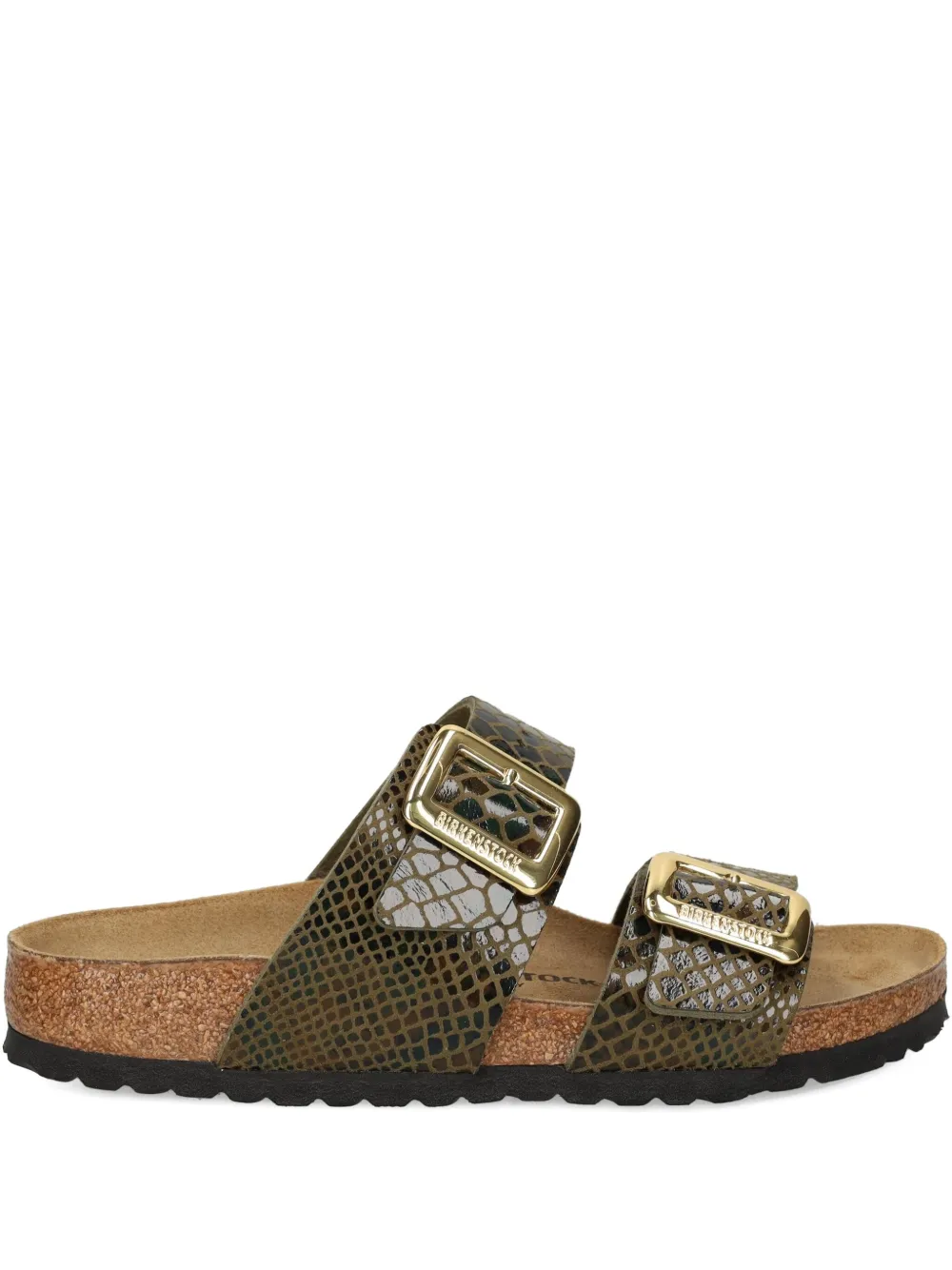 Birkenstock snakeskin buckle sandals Brown