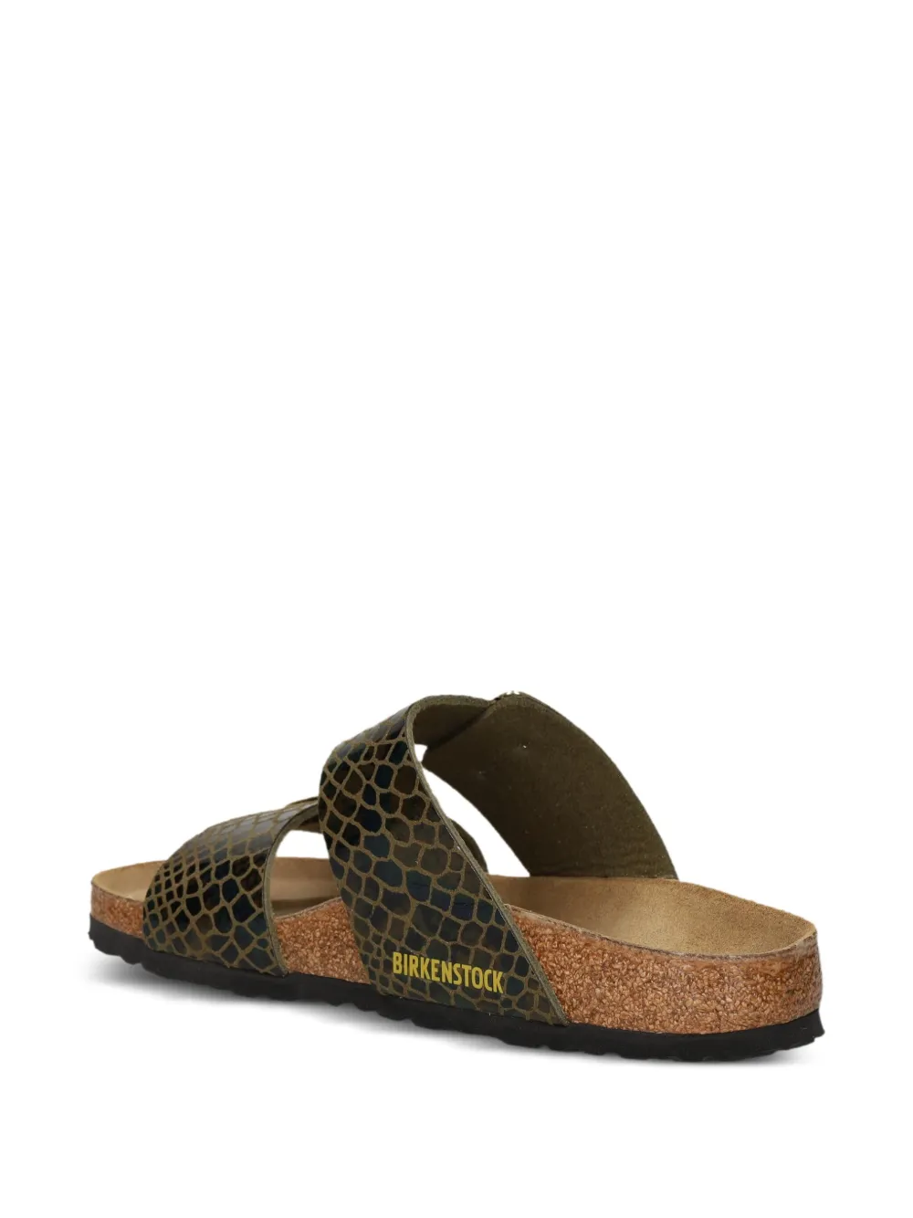 Birkenstock snakeskin buckle sandals Brown
