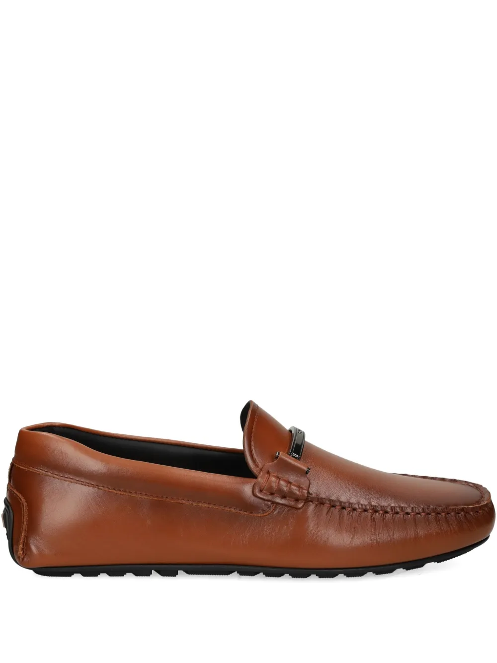 BOSS leather metal-bar loafers Brown