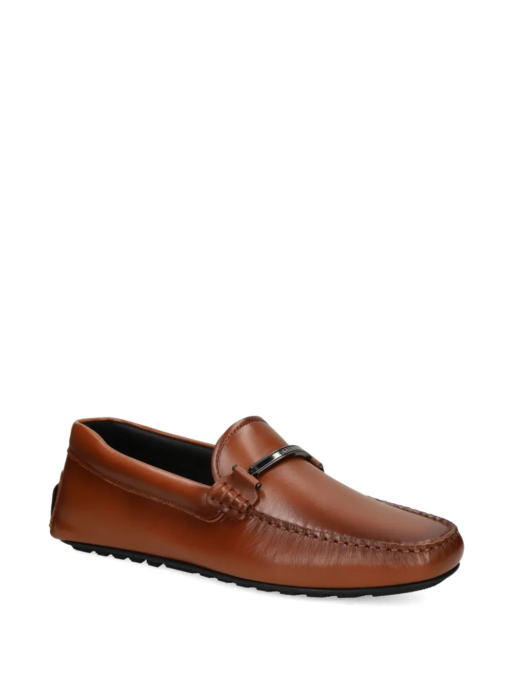 BOSS leather metal-bar loafers Brown
