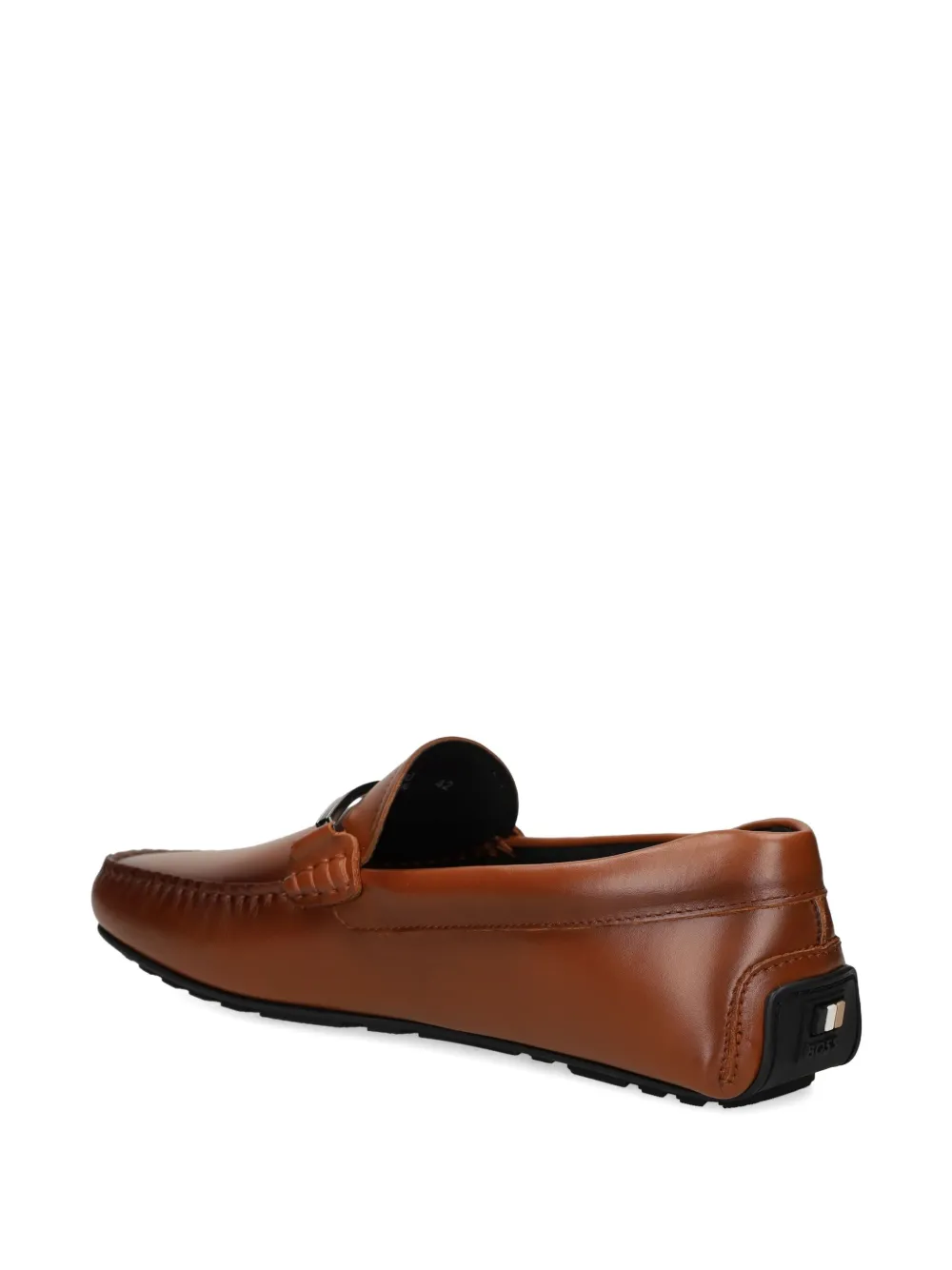 BOSS leather metal-bar loafers Brown