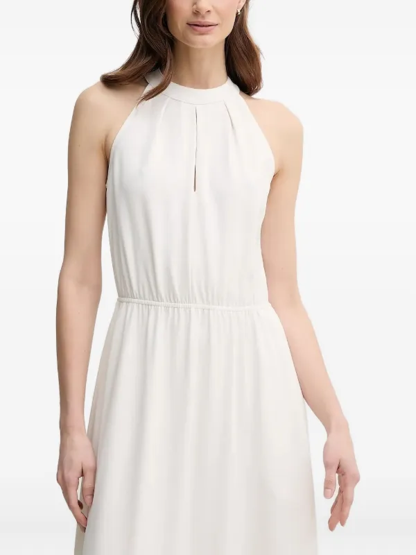 halter neck pleated dress HALTER NECK PLEATED DRESS IN IVORY | CULT MIA