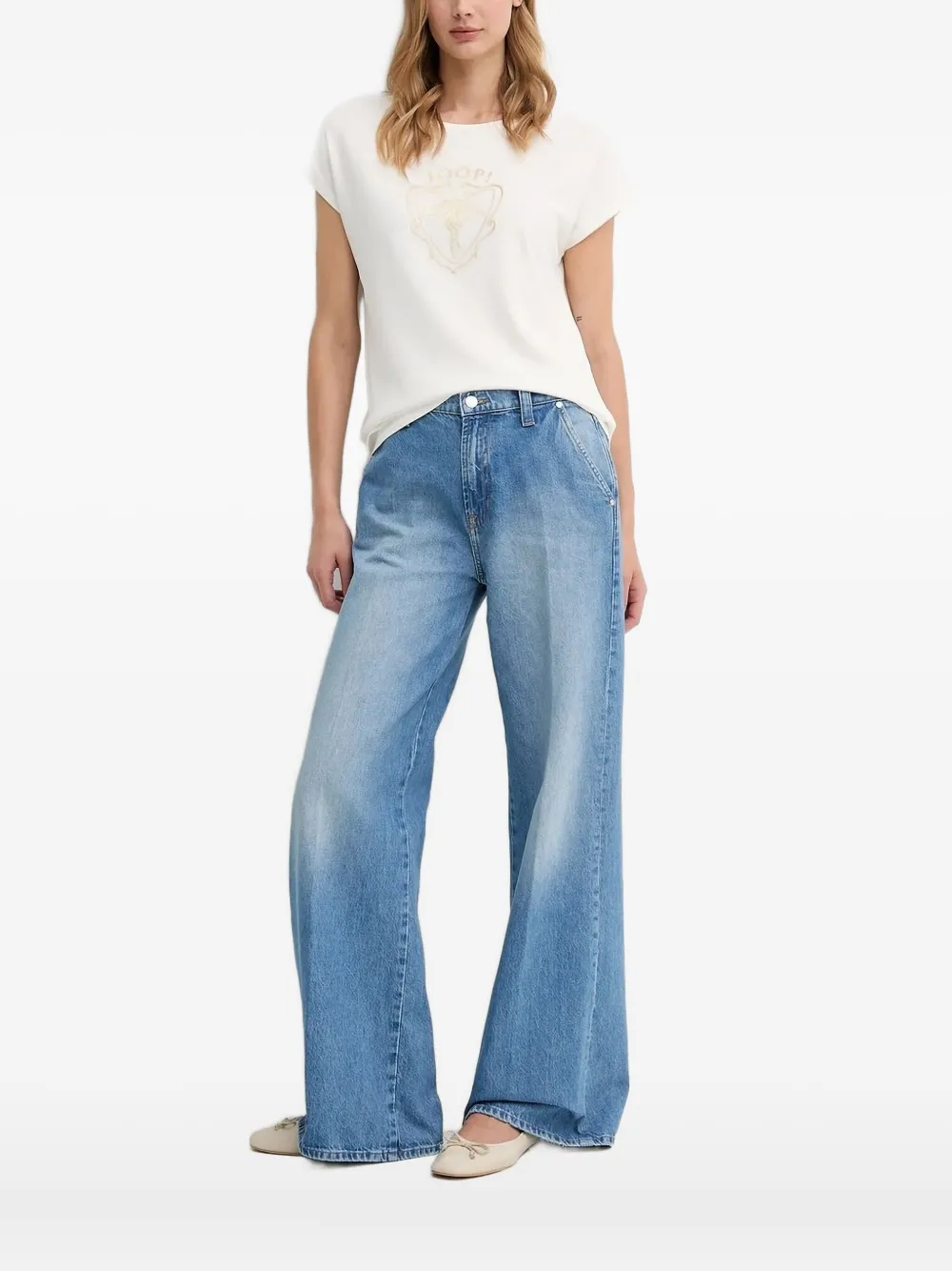 Joop! Top met korte mouwen en logo Wit