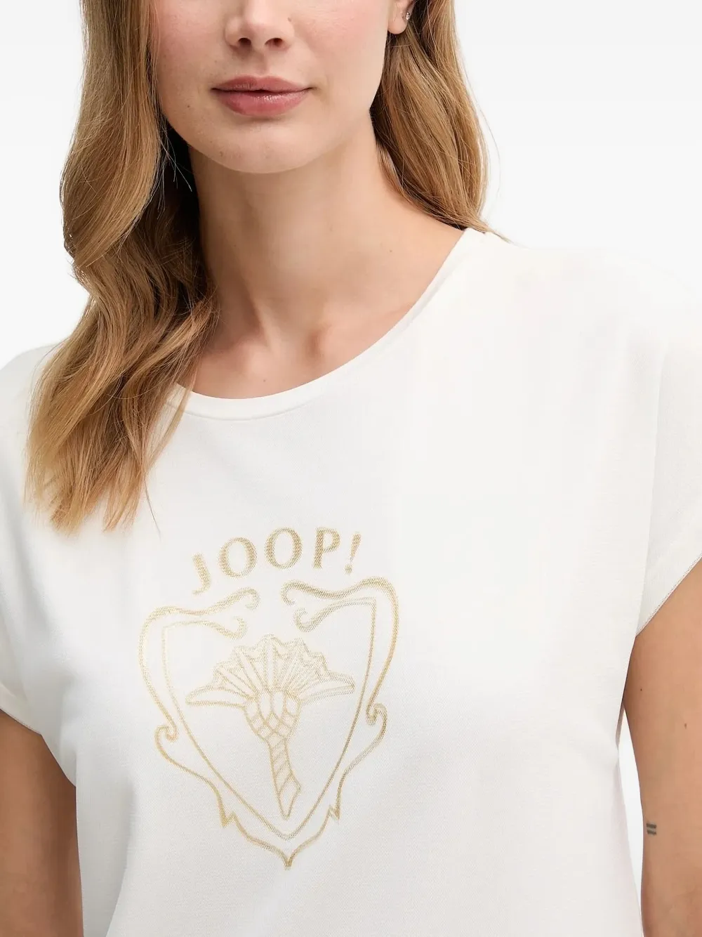 Joop! Top met korte mouwen en logo Wit