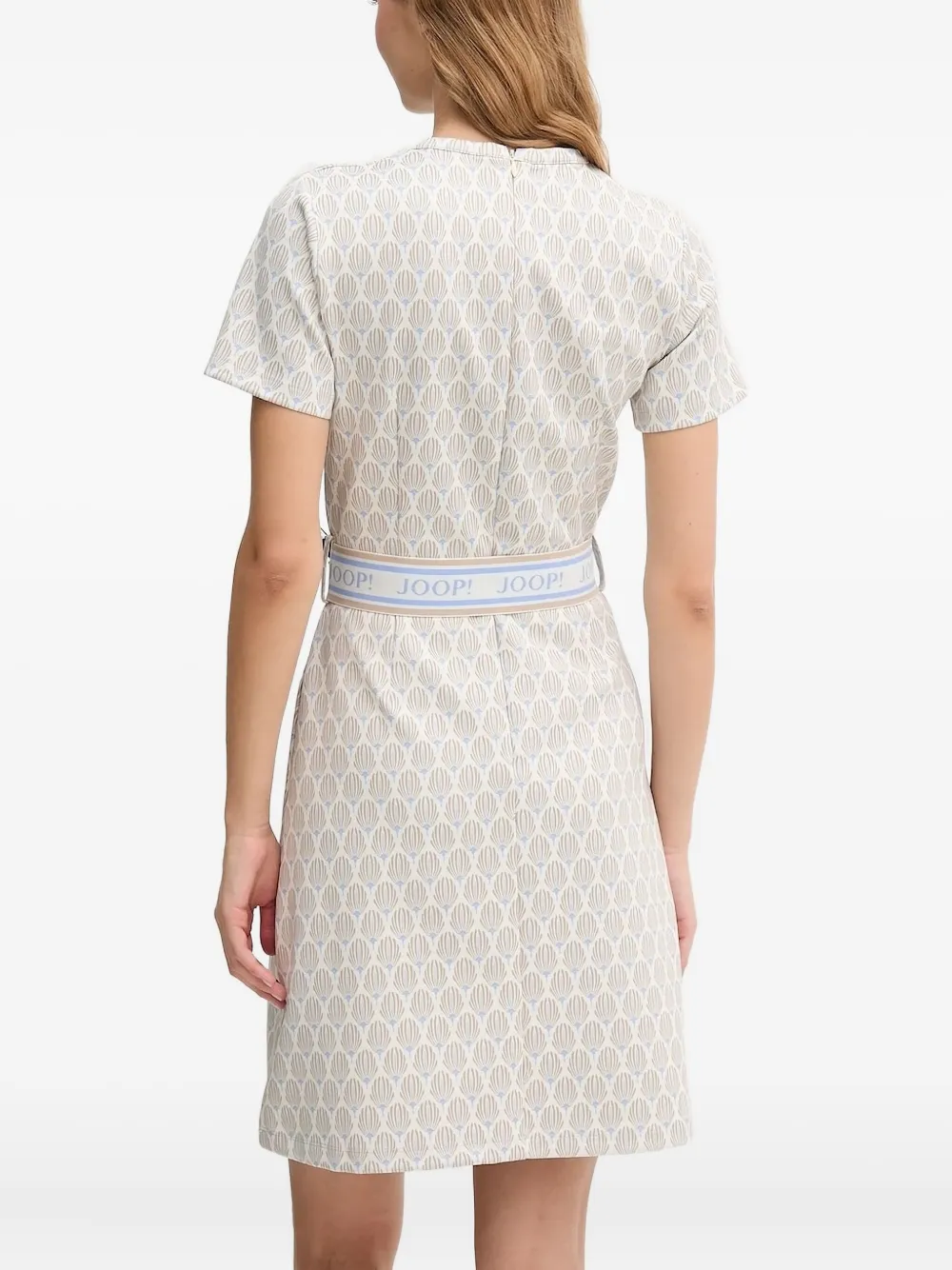 Joop! Trish mini-jurk met bloemenprint en ceintuur - Beige
