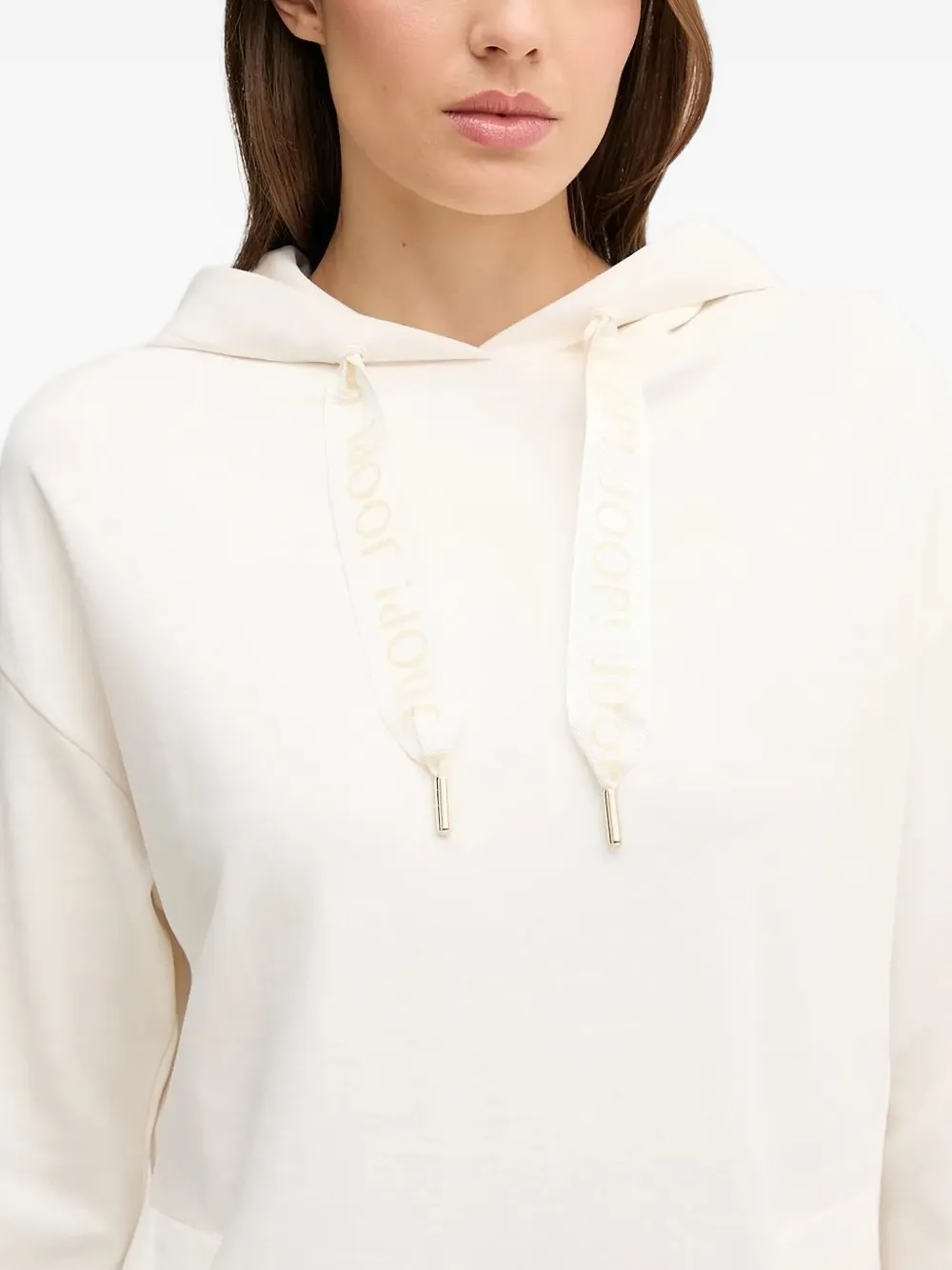 Joop! Top met capuchon en zakdetail Wit