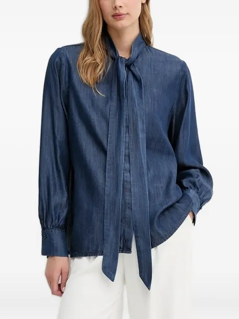 Joop! tie-neck denim shirt