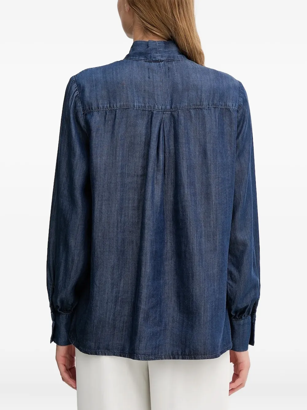 Joop! Denim blouse met gestrikte hals - Blauw