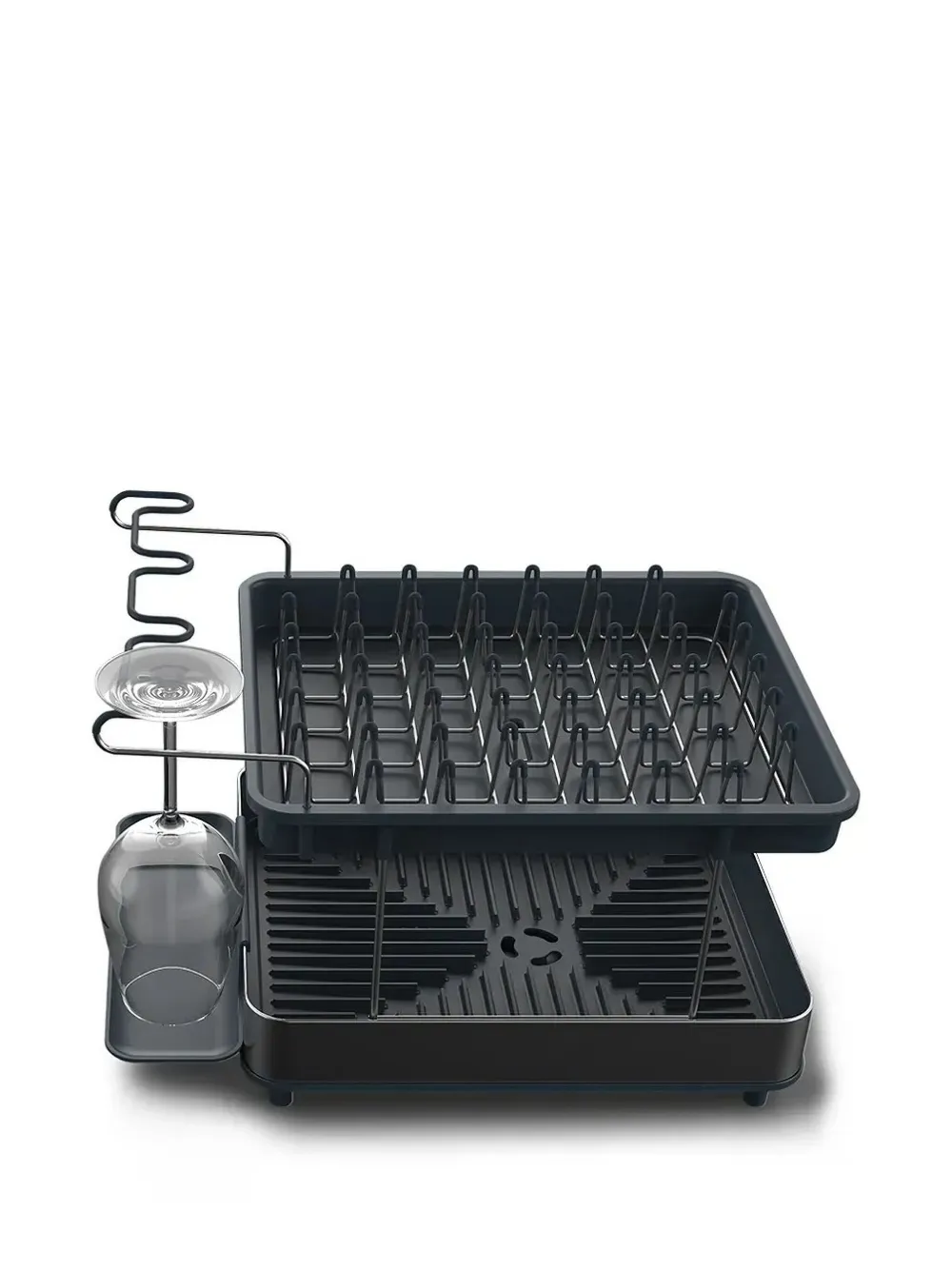 Joseph Joseph Excel™ two-tier stainless-steel dish rack(32cm x 32cm) | Black | Image 1