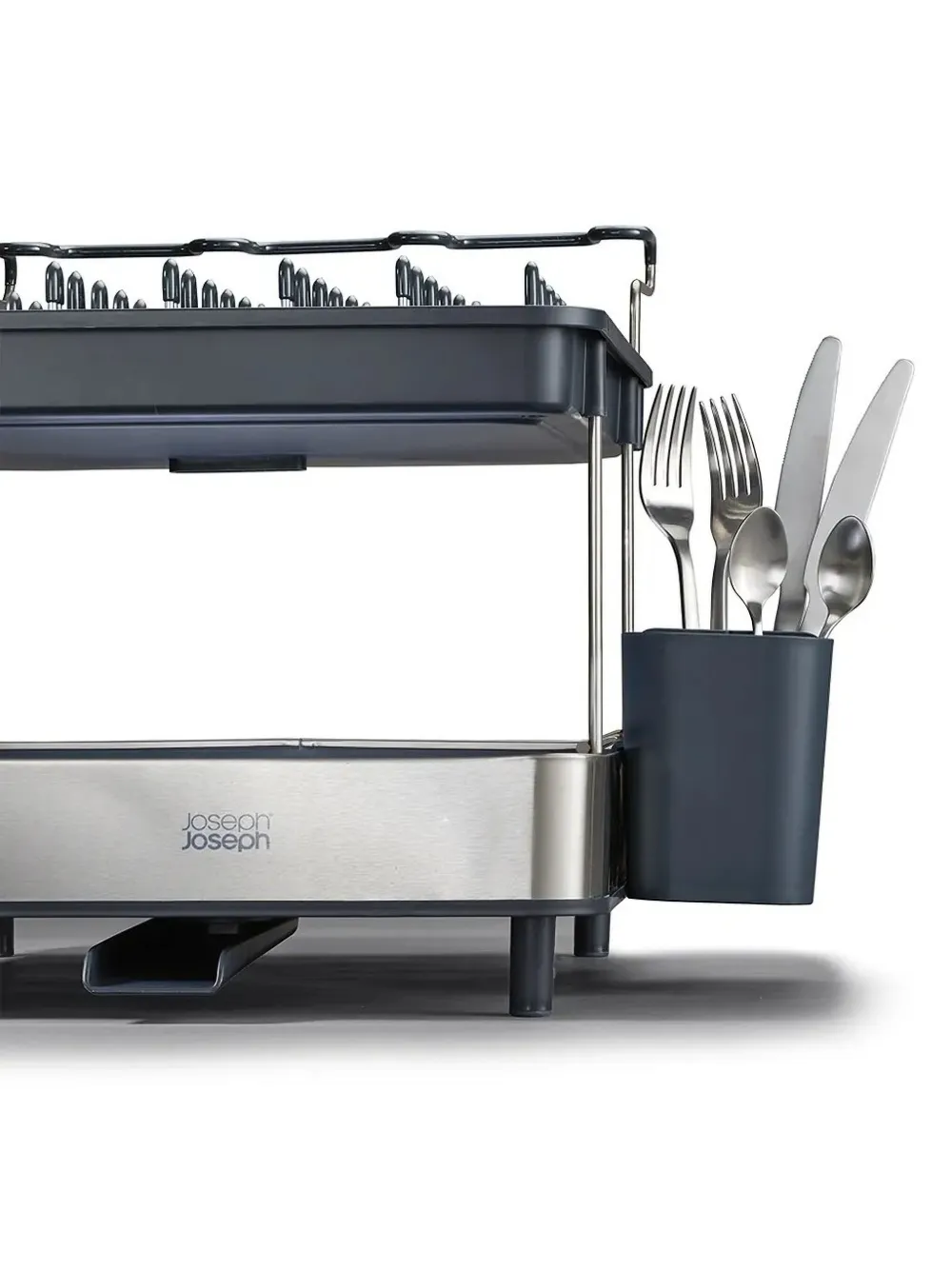 Joseph Joseph Excel™ Two-tier Stainless-steel Dish Rack(32cm X 32cm) In Black