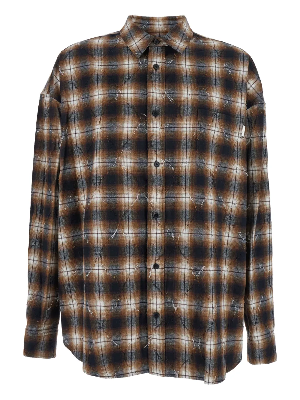 Juun.J argyle check damaged shirt Bruin