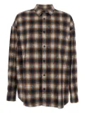 Juun.J argyle check damaged shirt - Brown