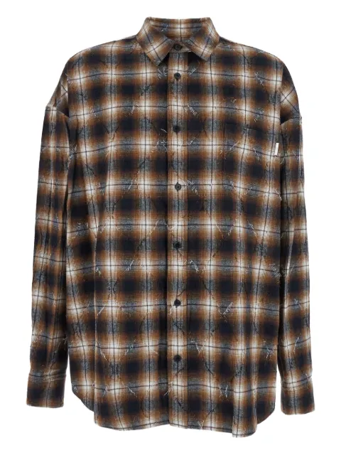 Juun.J argyle check damaged shirt
