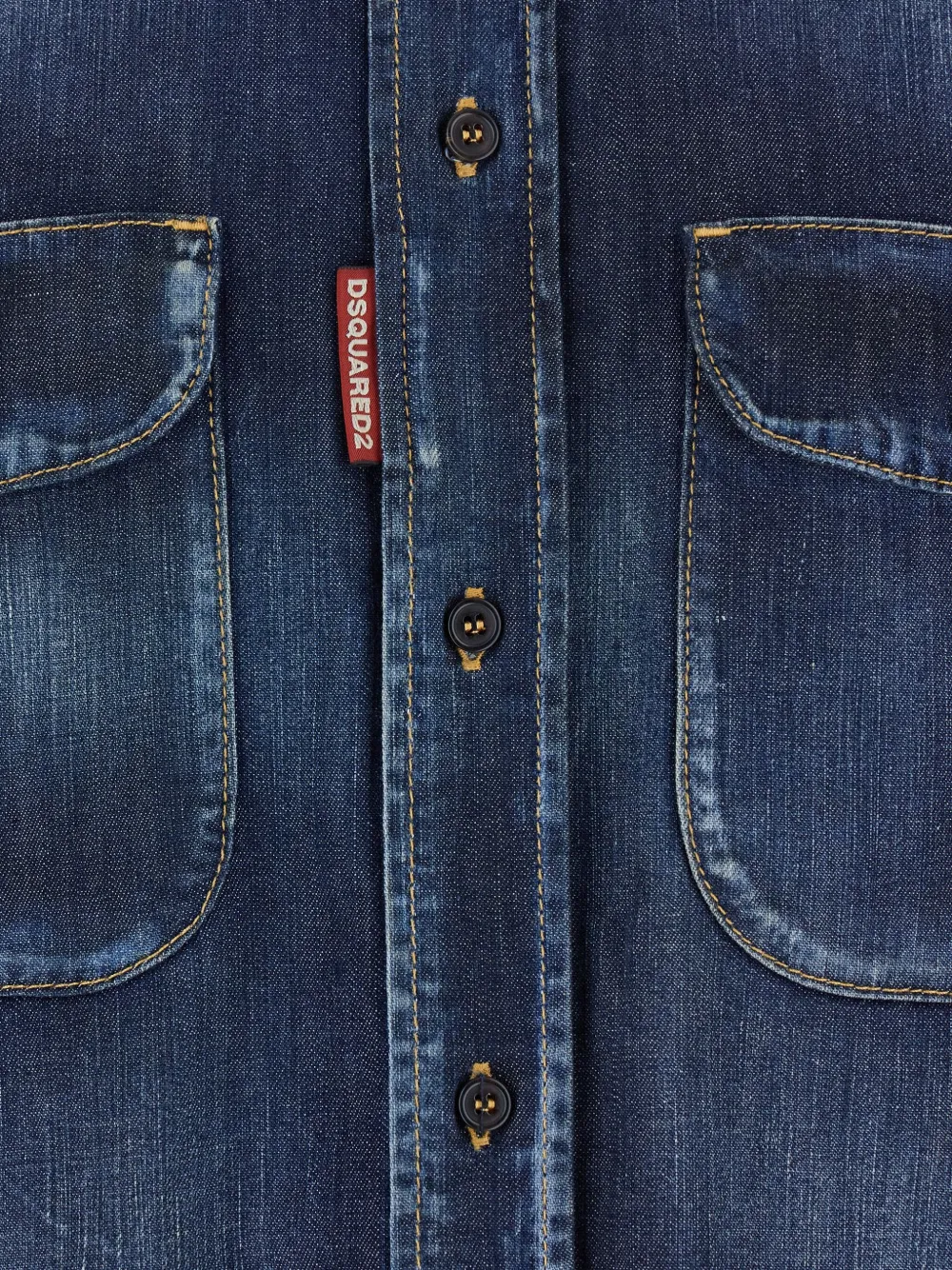 DSQUARED2 Denim overhemd met elleboogpatches en dubbele zakken Blauw