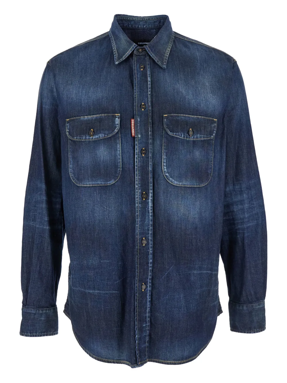 DSQUARED2 double-pockets elbow-patched denim shirt - ブルー DSQUARED2 double-pockets elbow-patched denim shirt - ブルー
