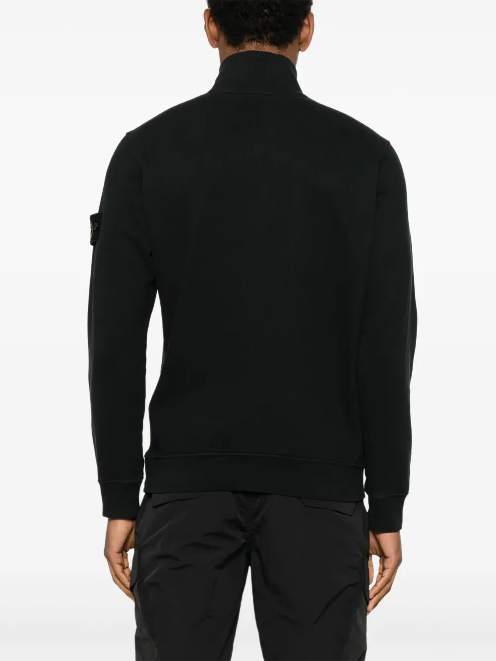 Stone Island Sweater met patch en halve rits Zwart