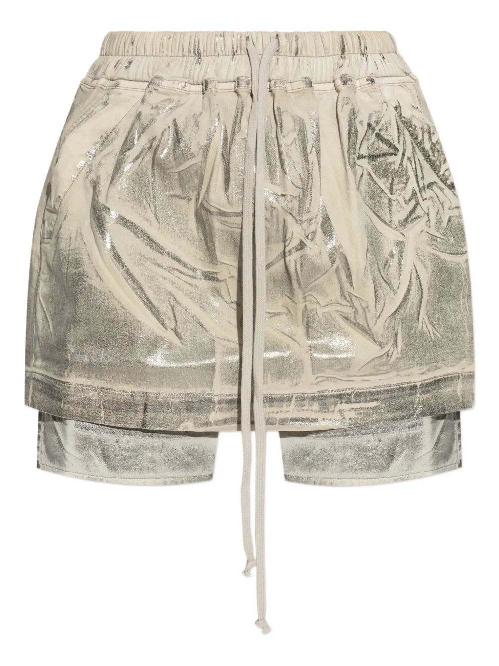 Rick Owens DRKSHDW metallic-effect layered skirt Beige